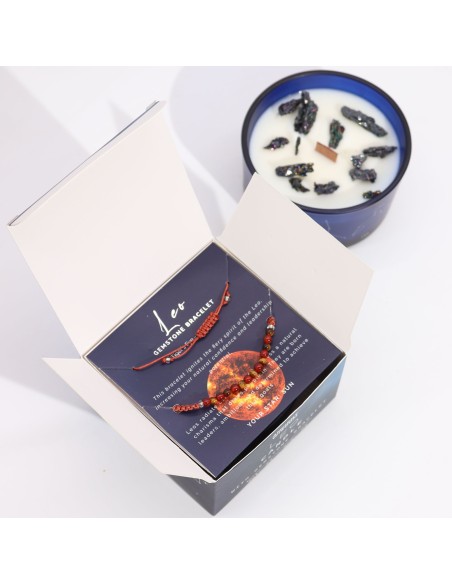 Bougie zodiac en cristal & bracelet – Lion