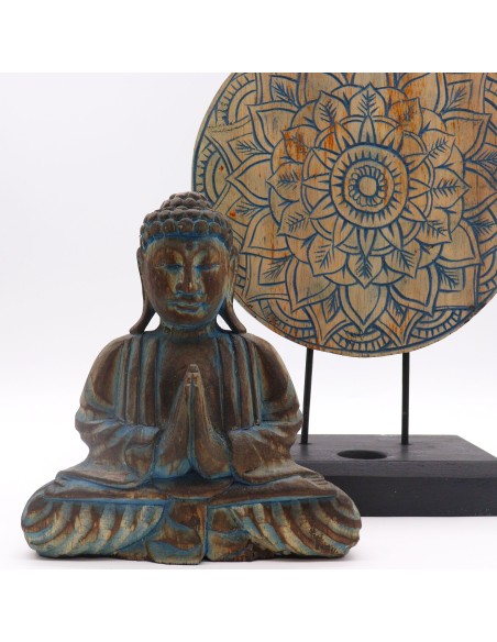 Coffret Bouddha Feng Shui mandala floral – Bleu apaisant