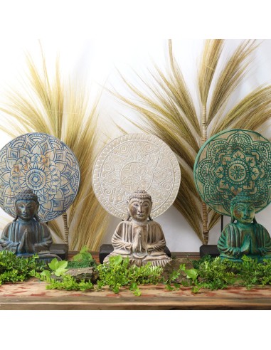 Coffret Bouddha Feng Shui mandala floral – Bleu apaisant
