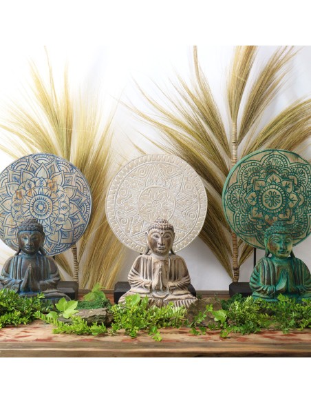 Coffret Bouddha Feng Shui mandala floral – Bleu apaisant