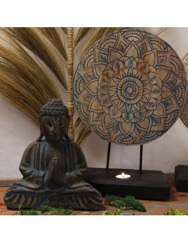 Coffret Bouddha Feng Shui mandala floral – Bleu apaisant