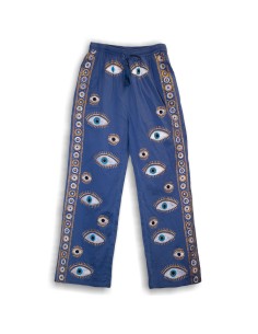 Pantalon nomade sari – Œil protecteur bleu & or