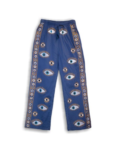 Pantalon nomade sari – Œil protecteur bleu & or