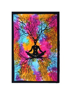 Jeté de lit & tenture Yoga Tree en coton – Équilibre intérieur