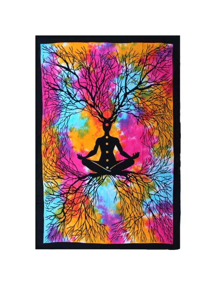 Jeté de lit & tenture Yoga Tree en coton – Équilibre intérieur