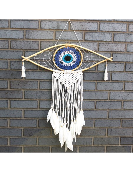 Grand Attrape-rêves macramé œil protecteur – Protection zen