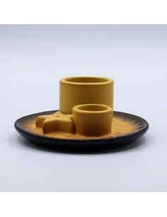 Support céramique pour palo santo & encens – Mandala sable & gris