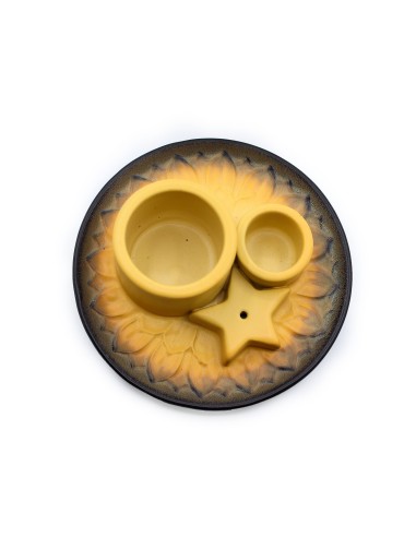 Support céramique pour palo santo & encens – Mandala sable & gris