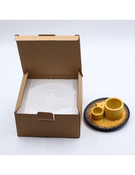Support céramique pour palo santo & encens – Mandala sable & gris