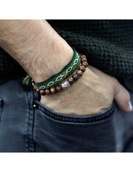 Bracelet Bouddha & perles brunes – Ancrage
