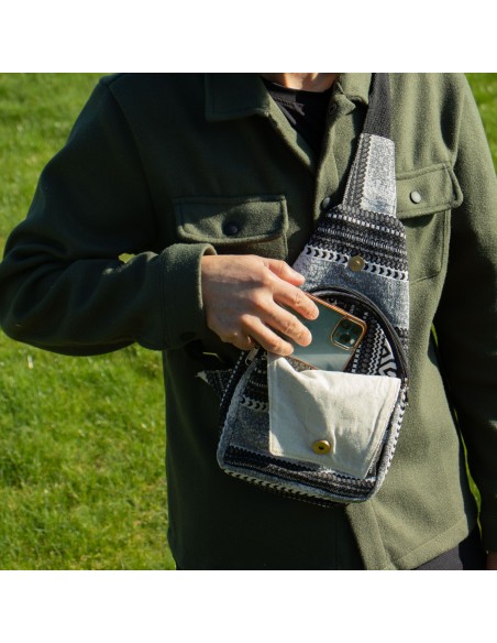 Sac bandoulière jacquard naturel – Caravane urbaine