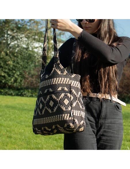 Sac jacquard naturel – Métier du désert «?Muse voyageuse?»