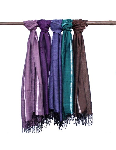 Grandes écharpes bohèmes indiennes – Fils dorés (couleurs assorties)