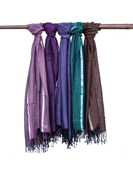 Grandes écharpes bohèmes indiennes – Fils dorés (couleurs assorties)