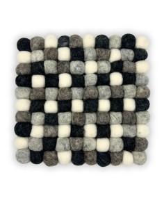 Set de table carré en boules de feutre – Gris multicolore