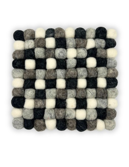Set de table carré en boules de feutre – Gris multicolore