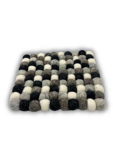 Set de table carré en boules de feutre – Gris multicolore