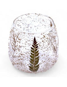 Photophore droit en verre floral naturel – Pino