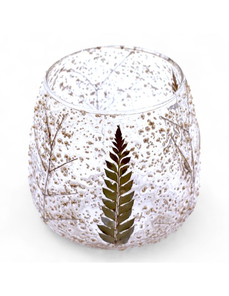 Photophore droit en verre floral naturel – Pino