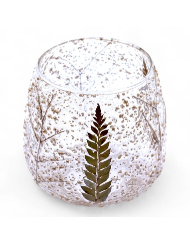 Photophore droit en verre floral naturel – Pino