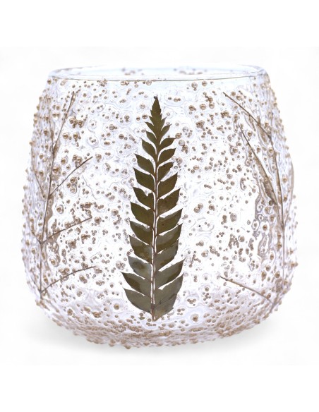 Photophore droit en verre floral naturel – Pino