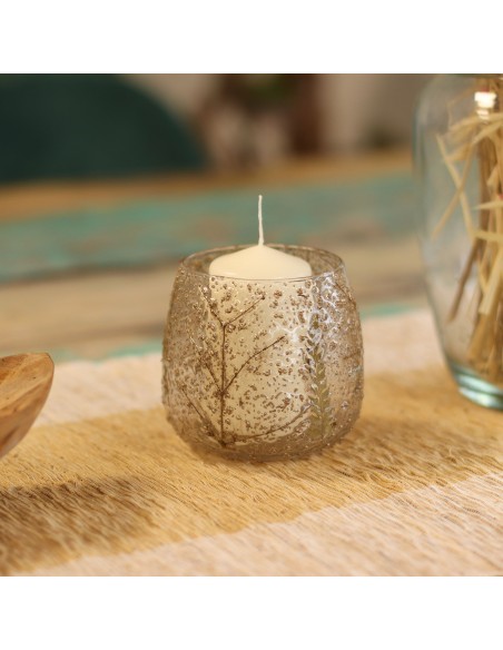 Photophore droit en verre floral naturel – Pino