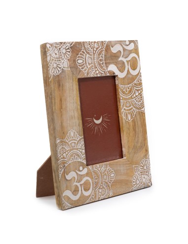 Cadre mandala en bois de manguier – Pureté blanche