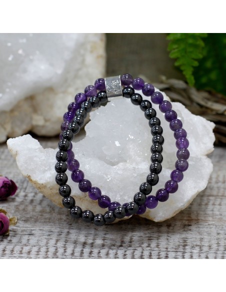 Bracelet magnétique en améthyste – Sérénité