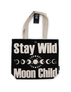 Sac cabas iconique – «?Reste sauvage?» – Toile naturelle noire