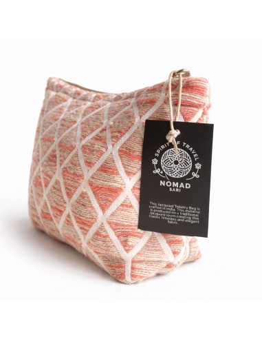 Trousse Nomad Sari jacquard indien – Treillis rose