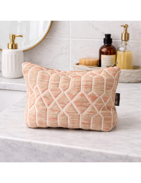 Trousse Nomad Sari jacquard indien – Treillis rose