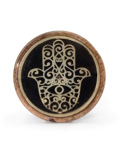 Décoration bois de manguier – Hamsa or & noir