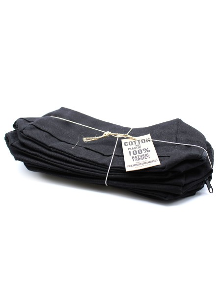 Trousse carrée en coton noir – Toile 10?oz