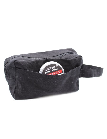 Trousse carrée en coton noir – Toile 10?oz
