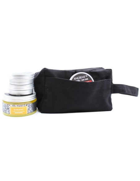 Trousse carrée en coton noir – Toile 10?oz