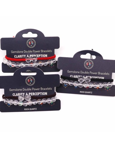 Bracelet double énergie en quartz blanc – Clarté