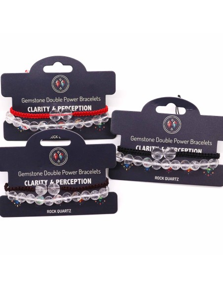 Bracelet double énergie en quartz blanc – Clarté