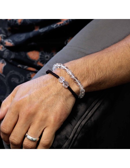 Bracelet double énergie en quartz blanc – Clarté