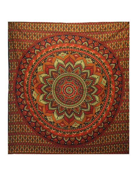 Colcha double & tenture mandala classique – Vert harmonie