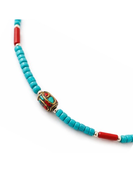 Parure népalaise turquoise & corail – Harmonie tribale