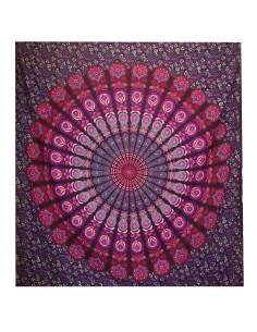 Colcha double & tenture mandala paon – Violet spirituel