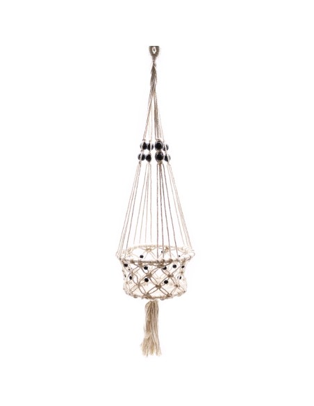 Grand macramé pour plante avec perles – Nature zen