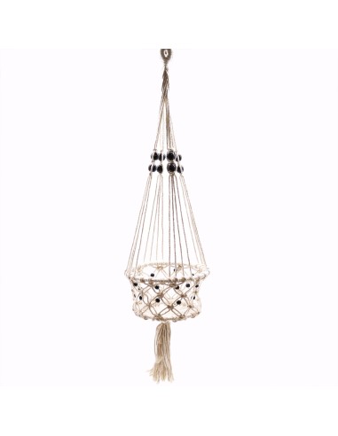 Grand macramé pour plante avec perles – Nature zen