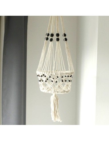 Grand macramé pour plante avec perles – Nature zen