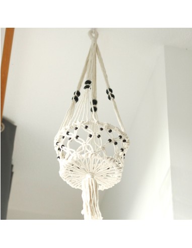 Grand macramé pour plante avec perles – Nature zen