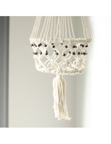 Grand macramé pour plante avec perles – Nature zen