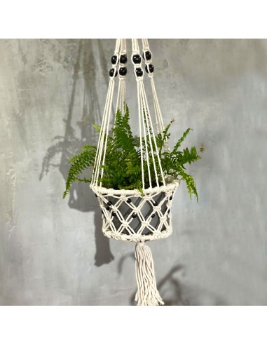 Grand macramé pour plante avec perles – Nature zen
