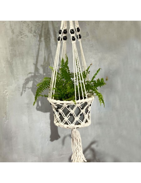 Grand macramé pour plante avec perles – Nature zen