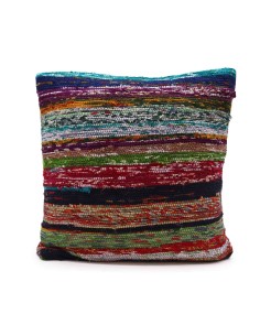 Housse de coussin en textile recyclé – Bleu & rouge