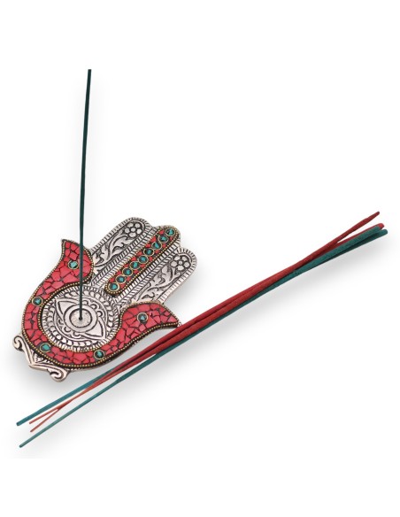 Petit porte?encens Hamsa – Rouge & vert